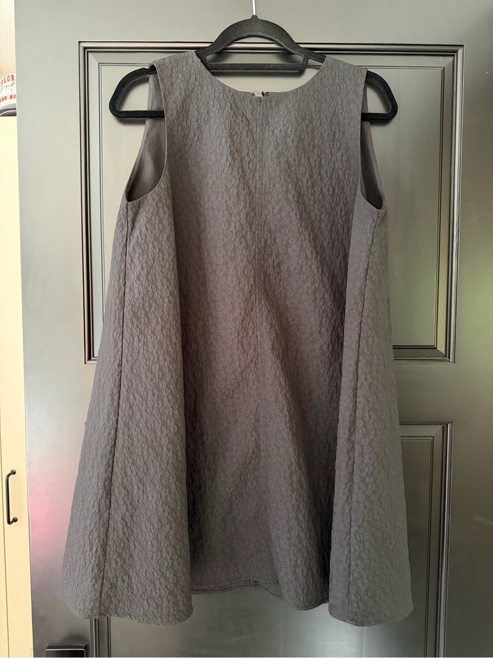Sleeveless Textured A-Line Dress in Black